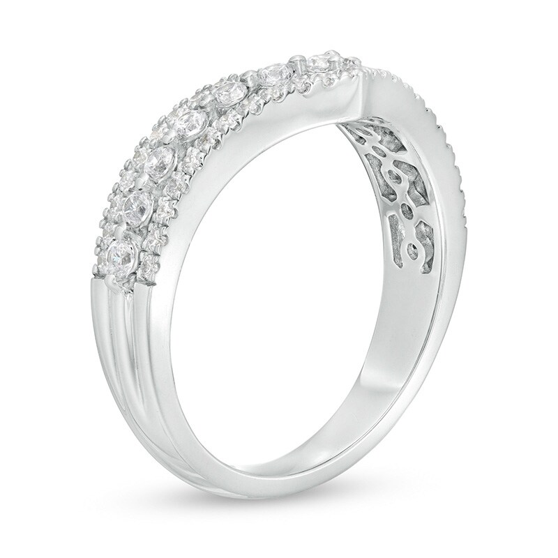 Main Image 3 of Previously Owned - 1/2 CT. T.W. Diamond Chevron Anniversary Band in 14K White Gold