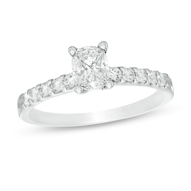 Main Image 1 of Previously Owned - 5/8 CT. T.W. Composite Diamond Cushion-Shaped Engagement Ring in 14K White Gold