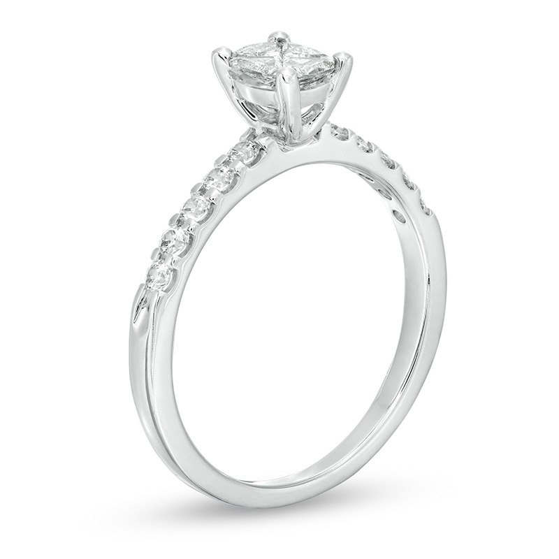 Main Image 3 of Previously Owned - 5/8 CT. T.W. Composite Diamond Cushion-Shaped Engagement Ring in 14K White Gold
