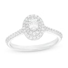 Thumbnail Image 1 of Previously Owned - 1/2 CT. T.W. Oval Diamond Double Frame Engagement Ring in 10K White Gold