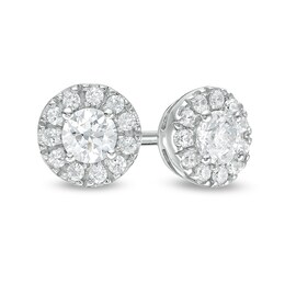Previously Owned - 1/4 CT. T.W. Diamond Frame Stud Earrings in 14K White Gold (I/I2)