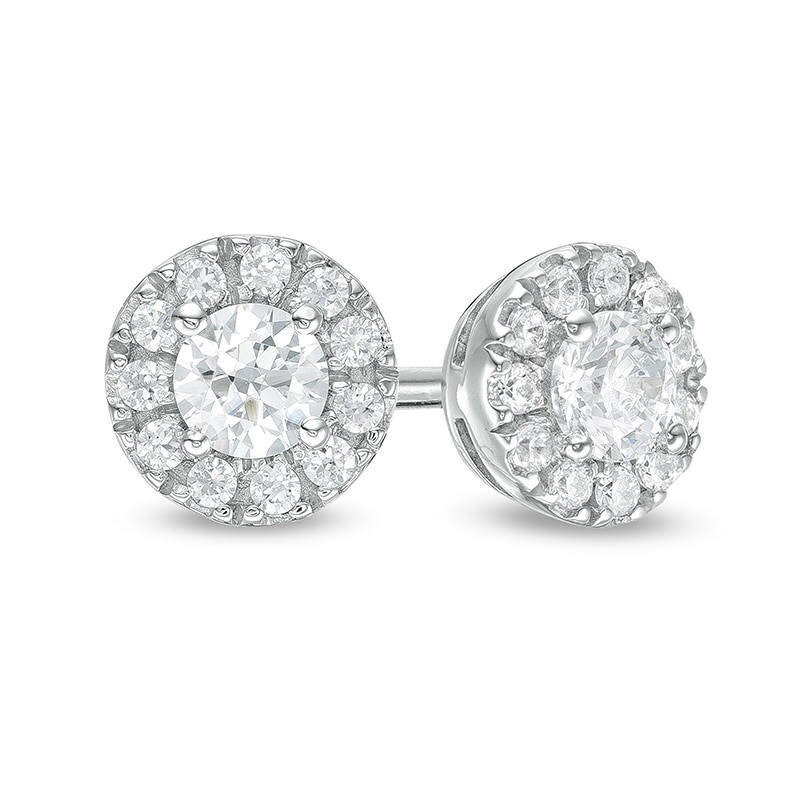 Main Image 1 of Previously Owned - 1/4 CT. T.W. Diamond Frame Stud Earrings in 14K White Gold (I/I2)