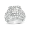 Thumbnail Image 1 of Previously Owned - 2 CT. T.W. Princess Multi-Diamond Cushion Frame Multi-Row Engagement Ring in 10K White Gold