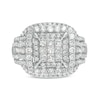 Thumbnail Image 4 of Previously Owned - 2 CT. T.W. Princess Multi-Diamond Cushion Frame Multi-Row Engagement Ring in 10K White Gold