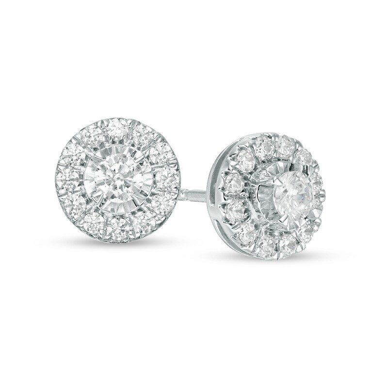 Main Image 1 of Previously Owned - 1/4 CT. T.W. Diamond Miracle Frame Stud Earrings in 10K White Gold