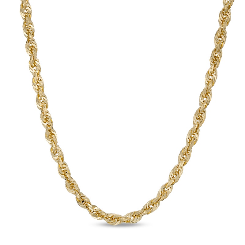 Main Image 1 of Previously Owned - 035 Gauge Diamond-Cut Glitter Rope Chain Necklace in 10K Gold - 22"