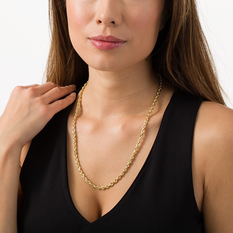 Main Image 2 of Previously Owned - 035 Gauge Diamond-Cut Glitter Rope Chain Necklace in 10K Gold - 22"
