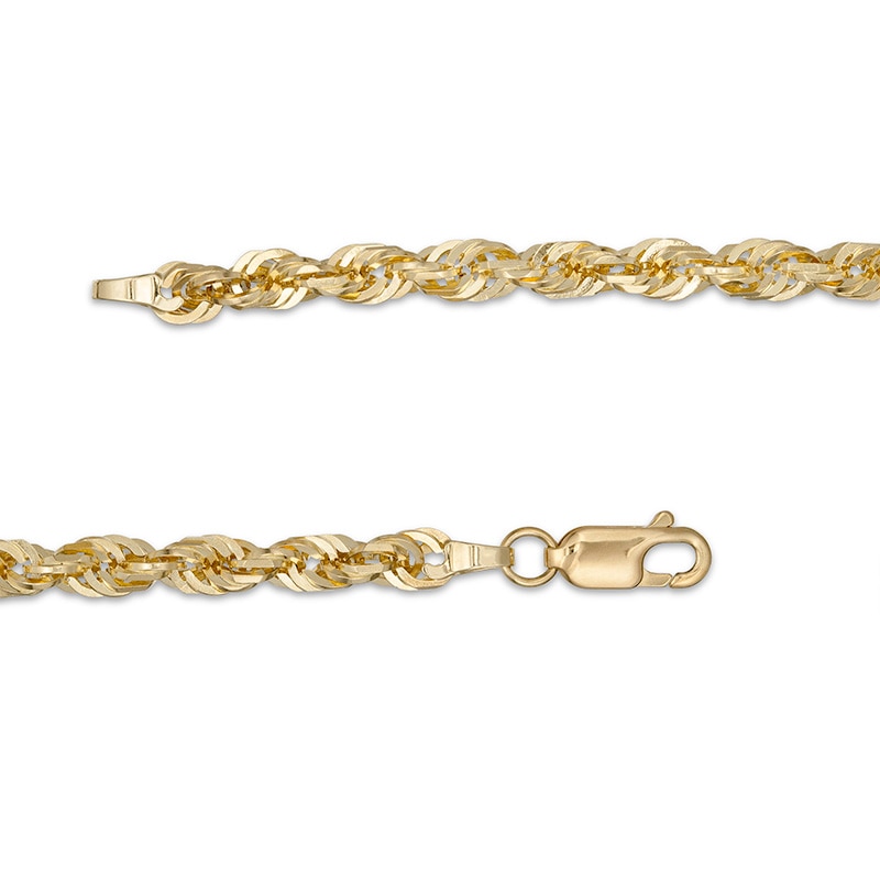 Main Image 3 of Previously Owned - Men's 3.85mm Diamond-Cut Glitter Rope Chain Necklace in 10K Gold - 24"