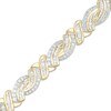 Thumbnail Image 1 of Previously Owned - 3 CT. T.W. Baguette and Round Diamond "X" Bypass Bracelet in 10K Gold - 7.5"