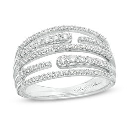Previously Owned - Marilyn Monroe™ Collection 1/2 CT. T.W. Journey Diamond Multi-Row Ring in 10K White Gold