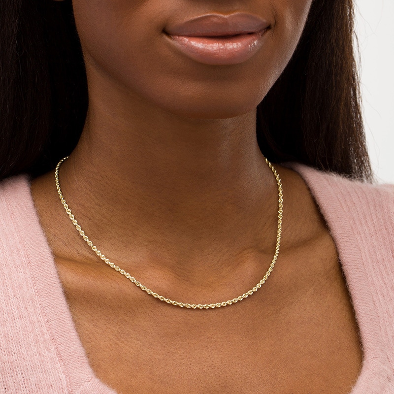 Main Image 2 of Previously Owned - 2.65mm Evergreen Rope Chain Necklace in Hollow 10K Gold - 18"