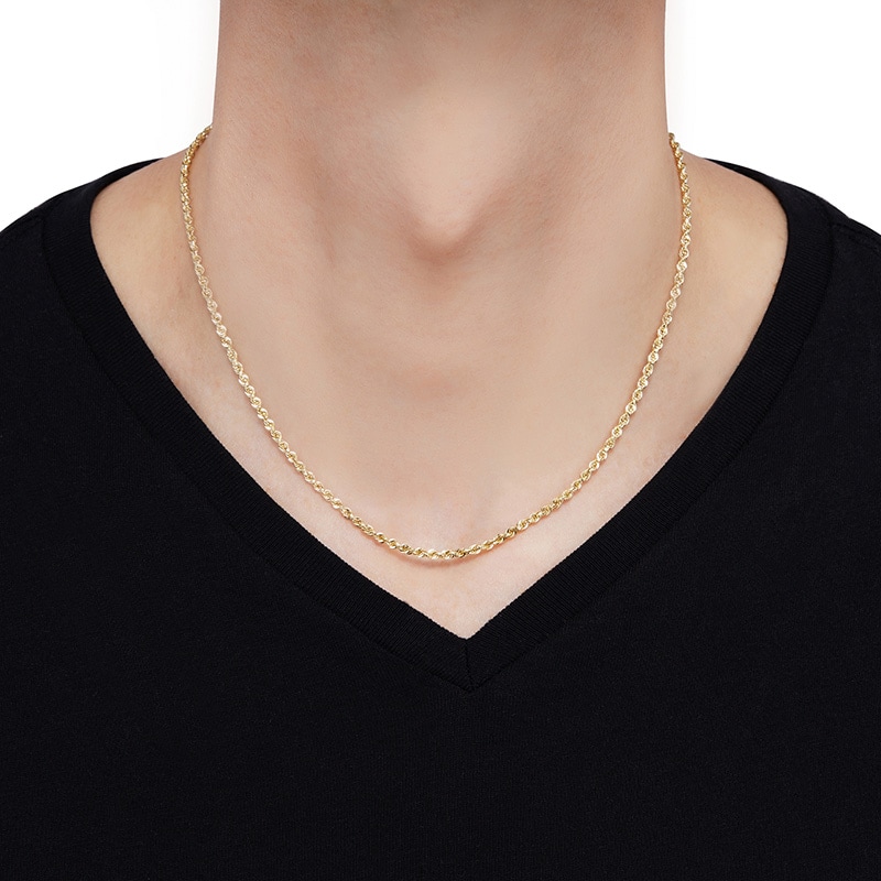 Main Image 4 of Previously Owned - 2.65mm Evergreen Rope Chain Necklace in Hollow 10K Gold - 18"