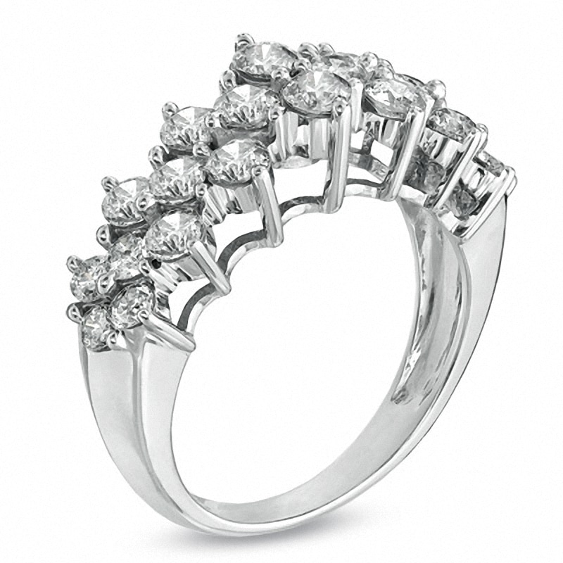 Main Image 2 of Previously Owned - 2 CT. T.W. Diamond Cluster Pyramid Band in 10K White Gold