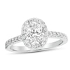 Thumbnail Image 0 of Previously Owned - 1 CT. T.W. Oval Diamond Frame Engagement Ring in Platinum (G/SI2)