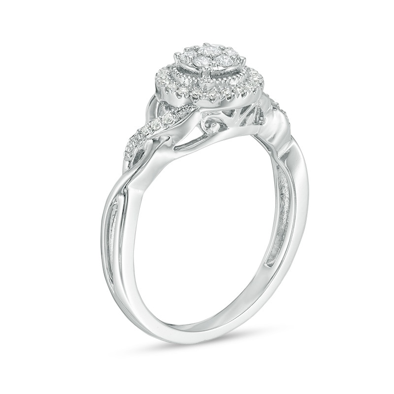 Previously Owned - 1/4 CT. T.W. Composite Diamond Frame Twist Vintage-Style Engagement Ring in 10K White Gold