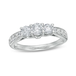 Previously Owned - 1 CT. T.W. Diamond Past Present Future® Engagement Ring in 10K White Gold