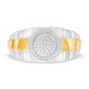Thumbnail Image 4 of Previously Owned - 1/5 CT. T.W. Composite Diamond Frame Triple Row Ribbed Shank Ring in 10K Two-Toned Gold