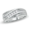 Thumbnail Image 1 of Previously Owned - 1/4 CT. T.W. Diamond Slant Wedding Band in 14K White Gold