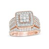 Thumbnail Image 1 of Previously Owned - 1-1/4 CT. T.W. Multi-Diamond Square Frame Vintage-Style Multi-Row Bridal Set in 10K Rose Gold