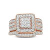 Thumbnail Image 4 of Previously Owned - 1-1/4 CT. T.W. Multi-Diamond Square Frame Vintage-Style Multi-Row Bridal Set in 10K Rose Gold