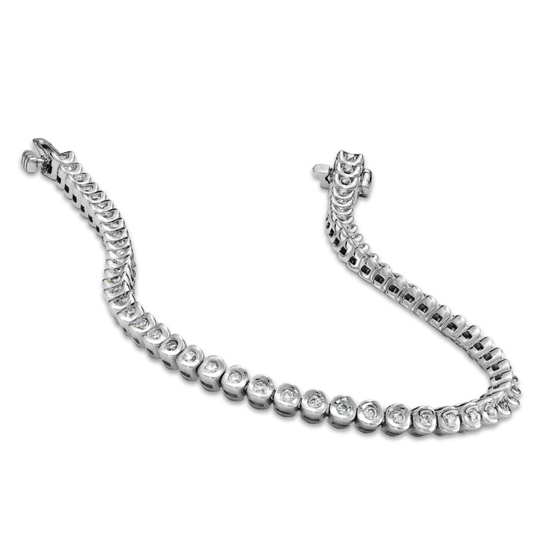 Main Image 2 of Previously Owned - 1 CT. T.W. Diamond Round Tennis Bracelet in 10K White Gold