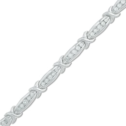Previously Owned - 2 CT. T.W. Diamond "X" Bracelet in 10K White Gold