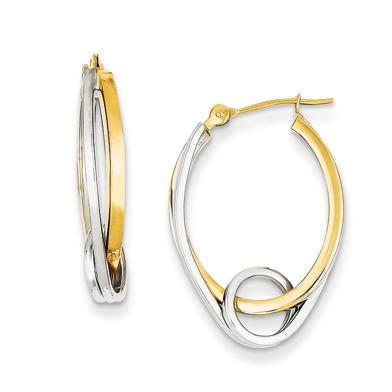 Main Image 1 of Previously Owned - Looping Oval Hoop Earrings in 14K Two-Tone Gold