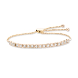Previously Owned - 1/4 CT. T.W. Diamond Block Bolo Bracelet in 10K Gold - 9.5"