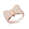 Thumbnail Image 1 of Previously Owned - Special Edition Enchanted Disney Snow White 1/2 CT. T.W. Diamond and Ruby Bow Ring in 10K Rose Gold