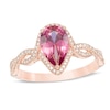 Thumbnail Image 1 of Previously Owned - Pear-Shaped Pink Tourmaline and 1/4 CT. T.W. Diamond Braid Ring in 14K Rose Gold