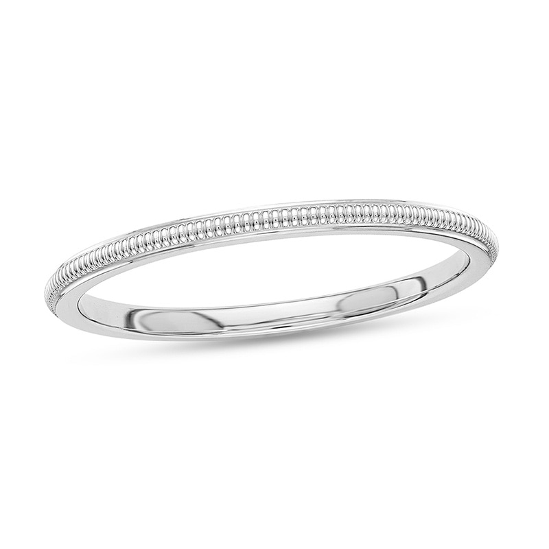 Main Image 1 of Previously Owned - 1.5mm Vintage-Style Wedding Band in 14K White Gold