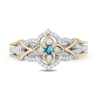 Thumbnail Image 3 of Previously Owned - Enchanted Disney Jasmine Blue Topaz and 1/5 CT. T.W. Diamond Ring in Sterling Silver and 10K Gold