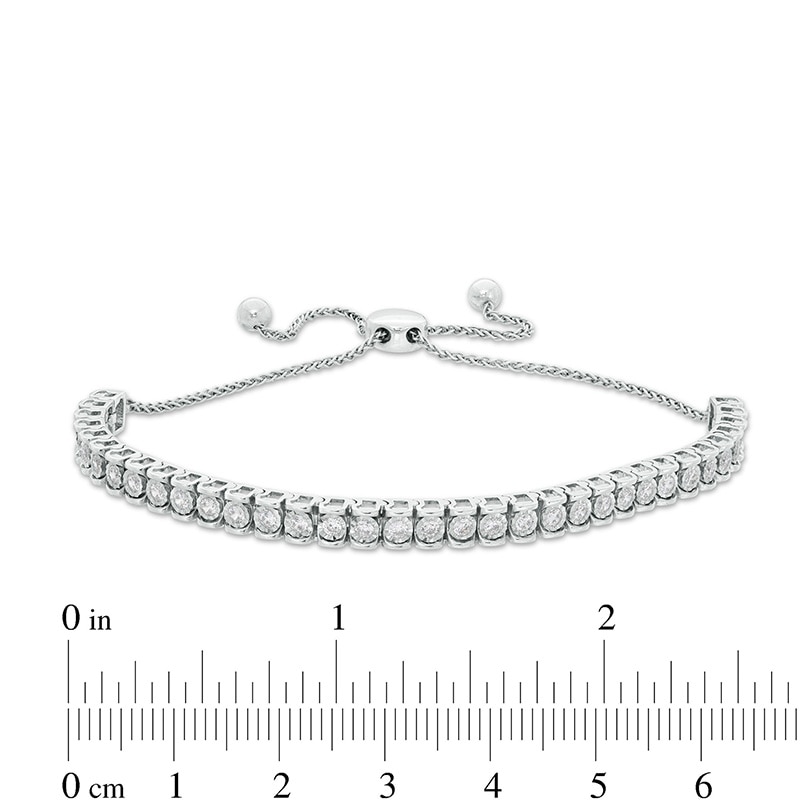 Main Image 2 of Previously Owned - 1 CT. T.W. Diamond Tennis Bolo Bracelet in 10K White Gold - 9.5"