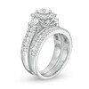 Thumbnail Image 2 of Previously Owned - 2 CT. T.W. Diamond Past Present Future® Cushion Frame Bridal Set in 14K White Gold