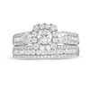 Thumbnail Image 3 of Previously Owned - 2 CT. T.W. Diamond Past Present Future® Cushion Frame Bridal Set in 14K White Gold