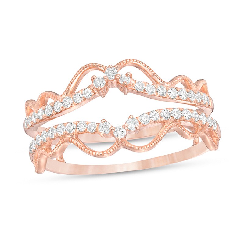 Main Image 1 of Previously Owned - 1/3 CT. T.W. Diamond Double Crown Vintage-Style Solitaire Enhancer in 10K Rose Gold