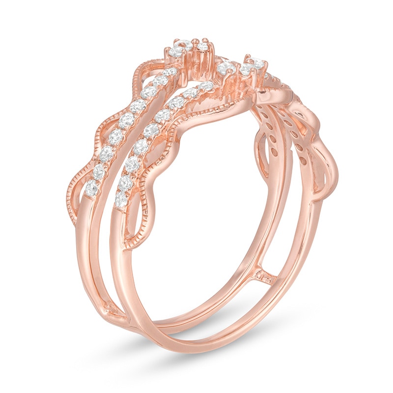 Main Image 2 of Previously Owned - 1/3 CT. T.W. Diamond Double Crown Vintage-Style Solitaire Enhancer in 10K Rose Gold