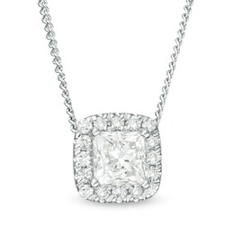 Previously Owned - 1/3 CT. T.W.  Princess-Cut Diamond Frame Pendant in 14K White Gold (I/SI2)
