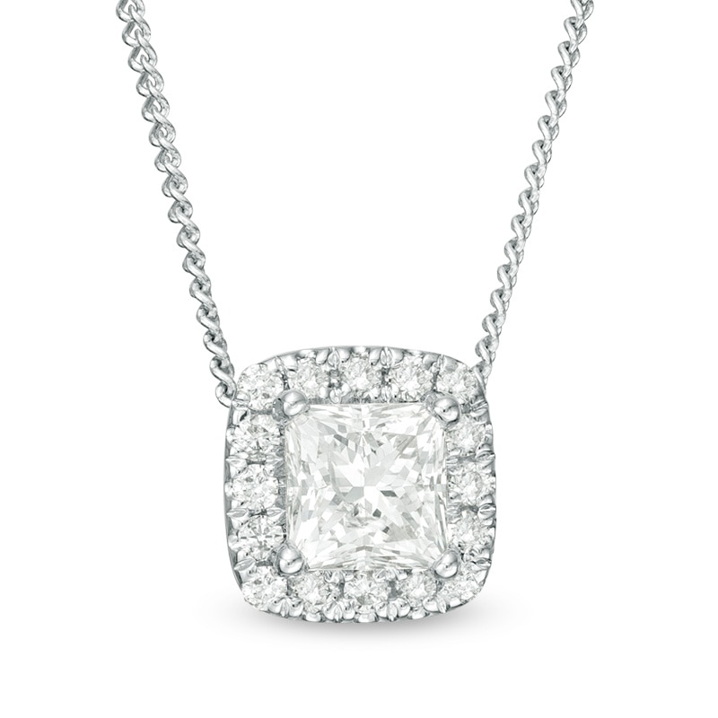 Main Image 1 of Previously Owned - 1/3 CT. T.W.  Princess-Cut Diamond Frame Pendant in 14K White Gold (I/SI2)