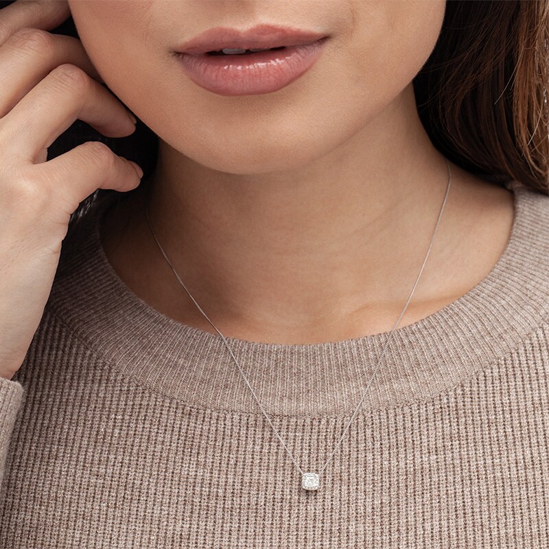 Main Image 2 of Previously Owned - 1/3 CT. T.W.  Princess-Cut Diamond Frame Pendant in 14K White Gold (I/SI2)