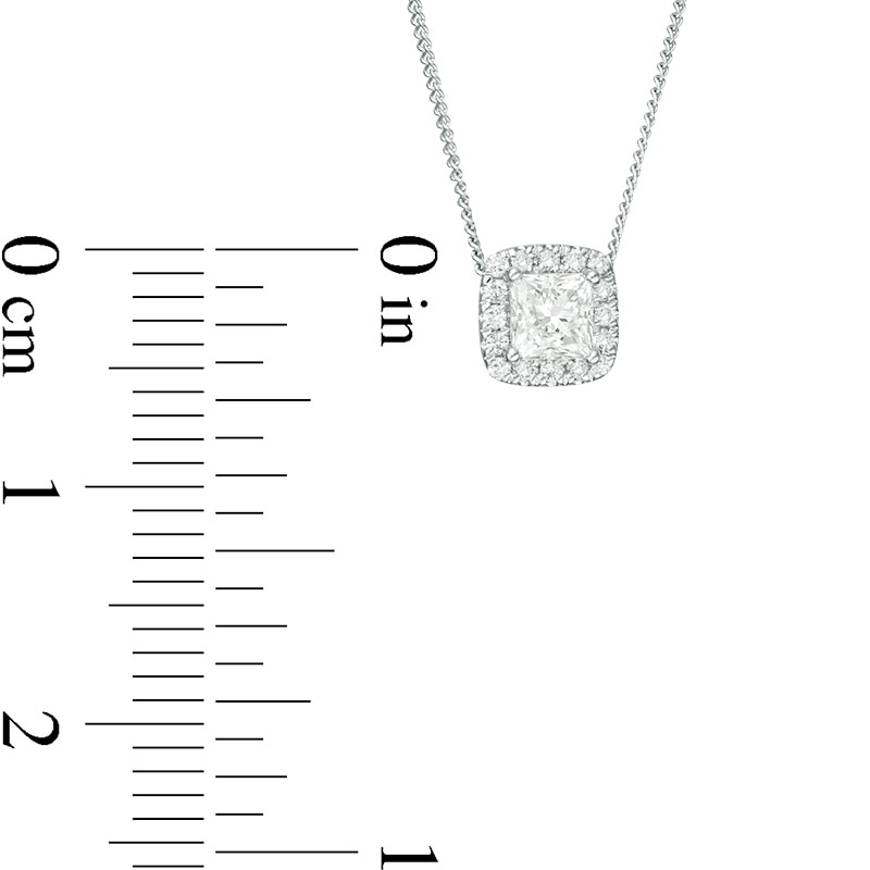 Main Image 3 of Previously Owned - 1/3 CT. T.W.  Princess-Cut Diamond Frame Pendant in 14K White Gold (I/SI2)