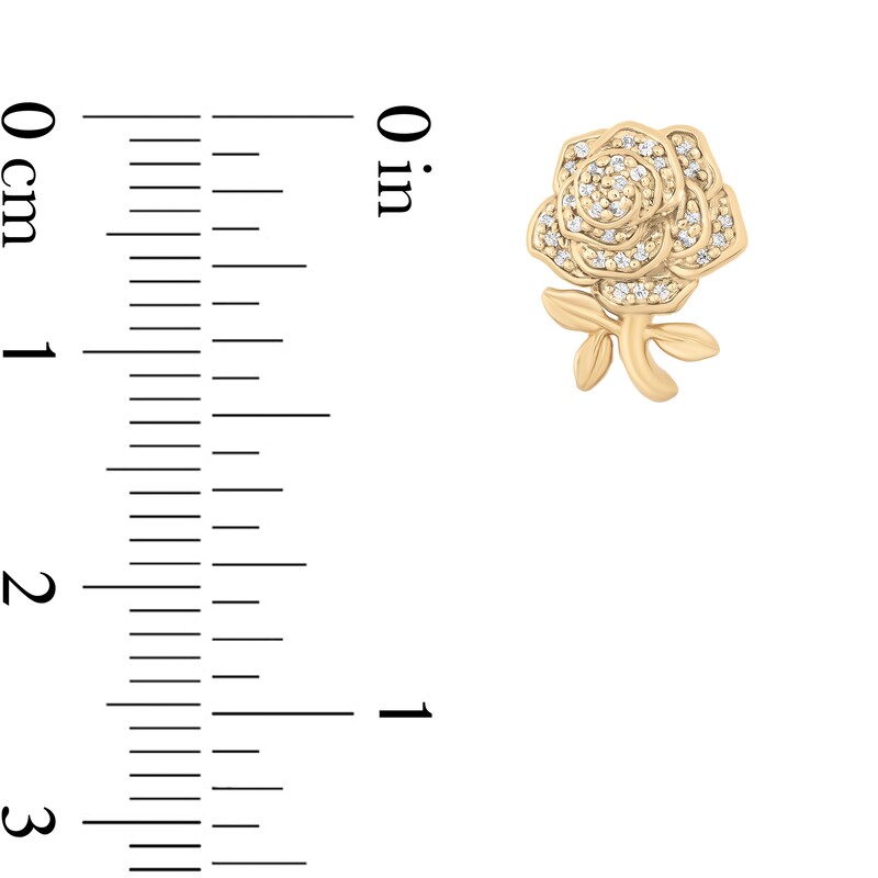 Previously Owned - Enchanted Disney Belle 1/10 CT. T.W. Diamond Rose Stud Earrings in 10K Gold
