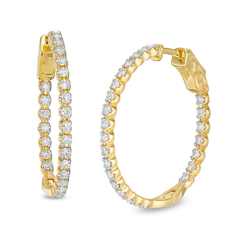 Main Image 1 of Previously Owned - Marilyn Monroe™ Collection 1 CT. T.W. Journey Diamond Inside-Out Hoop Earrings in 10K Gold