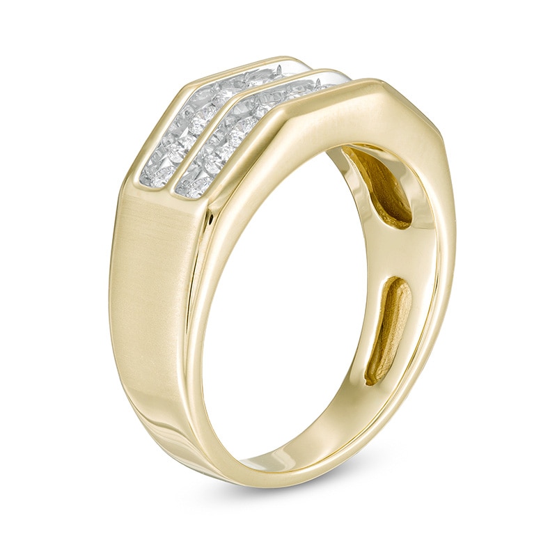 Main Image 3 of Previously Owned - 3/4 CT. T.W. Diamond Double Row Wedding Band in 10K Gold