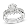 Thumbnail Image 1 of Previously Owned - 1/2 CT. T.W. Diamond Pear-Shaped Art Deco Soldered Bridal Set in 10K White Gold