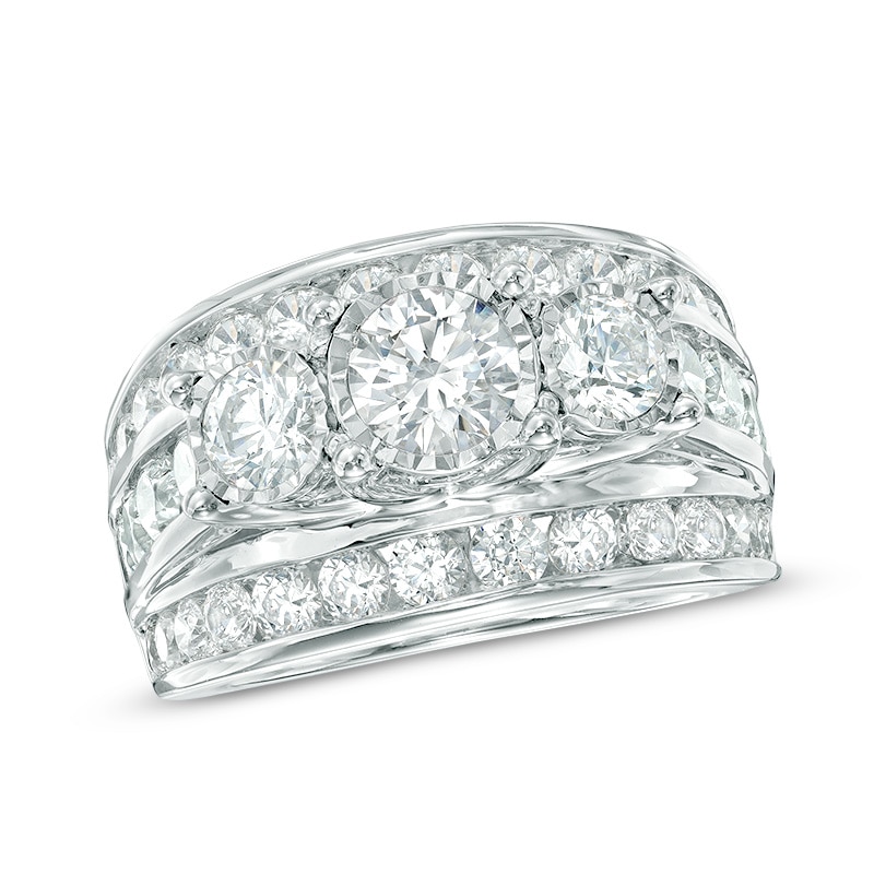 Main Image 1 of Previously Owned - 4 CT. T.W. Diamond Past Present Future® Ring in 14K White Gold