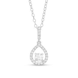 Previously Owned - 1/3 CT. T.W. Diamond Teardrop Outline Frame Pendant in 10K White Gold