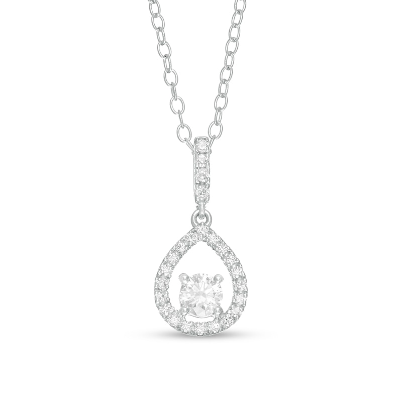 Main Image 1 of Previously Owned - 1/3 CT. T.W. Diamond Teardrop Outline Frame Pendant in 10K White Gold