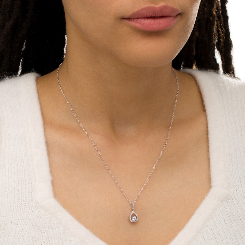 Main Image 2 of Previously Owned - 1/3 CT. T.W. Diamond Teardrop Outline Frame Pendant in 10K White Gold