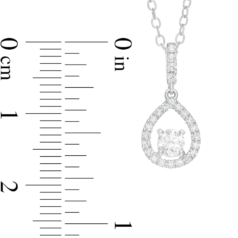 Main Image 3 of Previously Owned - 1/3 CT. T.W. Diamond Teardrop Outline Frame Pendant in 10K White Gold
